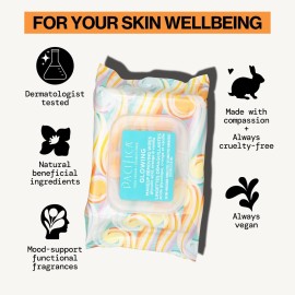 Pacifica Makeup Remover Face Wipes - Daily Facial Cleansing & Exfoliating Towelettes - Biodegradable - Organic - w/ Gycolic Acid - Clean Beauty Vegan & Cruelty-Free Dermatologist Tested 30 Count Pacifica Makeup Remover Face Wipes - Daily Facial Cleansing & Exfoliating Towelettes - Biodegradable - Organic - w/ Gycolic Acid - Clean Beauty Vegan & Cruelty-Free Dermatologist Tested 30 Count