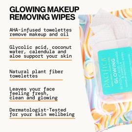 Pacifica Makeup Remover Face Wipes - Daily Facial Cleansing & Exfoliating Towelettes - Biodegradable - Organic - w/ Gycolic Acid - Clean Beauty Vegan & Cruelty-Free Dermatologist Tested 30 Count Pacifica Makeup Remover Face Wipes - Daily Facial Cleansing & Exfoliating Towelettes - Biodegradable - Organic - w/ Gycolic Acid - Clean Beauty Vegan & Cruelty-Free Dermatologist Tested 30 Count