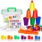 Bmag Counting Bears with Matching Sorting Cups,Number Color Recognition STEM Educational Toy for Toddler, Pre-School Learning Toy with 90 Bears,2 Tweezers,11 Activity Cards,1 Storage Box