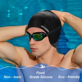 Swimming Cap, Silicone Swim Cap for Women Men, Durable Non-Slip Waterproof Swim Cap Protect Ears, Long Hair for Adults, Older Kids Swimming Cap, Silicone Swim Cap for Women Men, Durable Non-Slip Waterproof Swim Cap Protect Ears, Long Hair for Adults, Older Kids