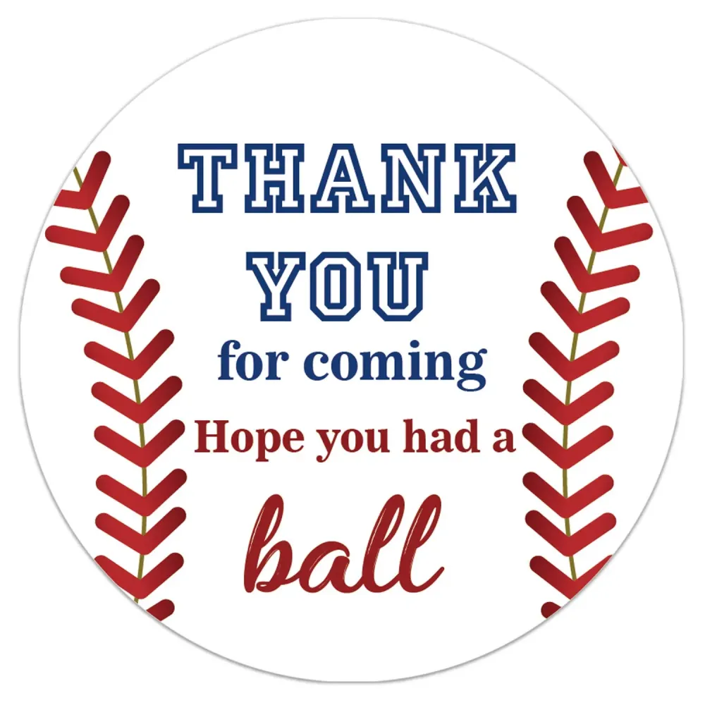 50 Baseball Stickers, Birthday Party Favor Thank You Label, Theme Party Supplies, 2 Inch 50 Baseball Stickers, Birthday Party Favor Thank You Label, Theme Party Supplies, 2 Inch