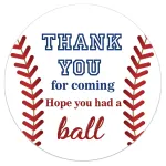 50 Baseball Stickers, Birthday Party Favor Thank You Label, Theme Party Supplies, 2 Inch