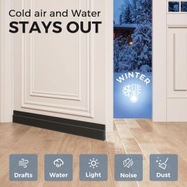 GroTheory 2 Pack Under Door Draft Stopper, Home Improvement, Weather Stripping Door Seal, Bottom of Door Sweep, Garage Window Blocker Noise Dust Insulation Draft Guard, 39 L, Black GroTheory 2 Pack Under Door Draft Stopper, Home Improvement, Weather Stripping Door Seal, Bottom of Door Sweep, Garage Window Blocker Noise Dust Insulation Draft Guard, 39 L, Black