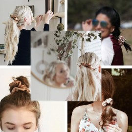 Simnice 60 Colors Silk Large Satin Hair Scrunchies Elastic Hair Bobbles Ponytail Holder Hair Scrunchy Vintage Hair Ties Accessories for Women Girls