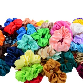 Simnice 60 Colors Silk Large Satin Hair Scrunchies Elastic Hair Bobbles Ponytail Holder Hair Scrunchy Vintage Hair Ties Accessories for Women Girls