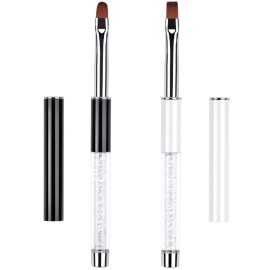 Ycyan 2Pcs Oval & Flat UV Gel Nail Brush Set Rhinestone Handle Professional Nail Art Design Brushes Ycyan 2Pcs Oval & Flat UV Gel Nail Brush Set Rhinestone Handle Professional Nail Art Design Brushes