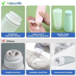 Valourgo Travel Bottles for Toiletries, Tsa Approved 3.4oz Portable Travel Bottles, BPA Free Leak Proof Travel Size Containers, Travel Accessories with Clear Toiletry Bag, Pink, White, Blue, Green Valourgo Travel Bottles for Toiletries, Tsa Approved 3.4oz Portable Travel Bottles, BPA Free Leak Proof Travel Size Containers, Travel Accessories with Clear Toiletry Bag, Pink, White, Blue, Green