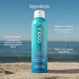 COOLA Organic Sunscreen SPF 50 Sunblock Spray, Dermatologist Tested Skin Care for Daily Protection, Vegan and Gluten Free, Fragrance Free, 6 Fl Oz COOLA Organic Sunscreen SPF 50 Sunblock Spray, Dermatologist Tested Skin Care for Daily Protection, Vegan and Gluten Free, Fragrance Free, 6 Fl Oz