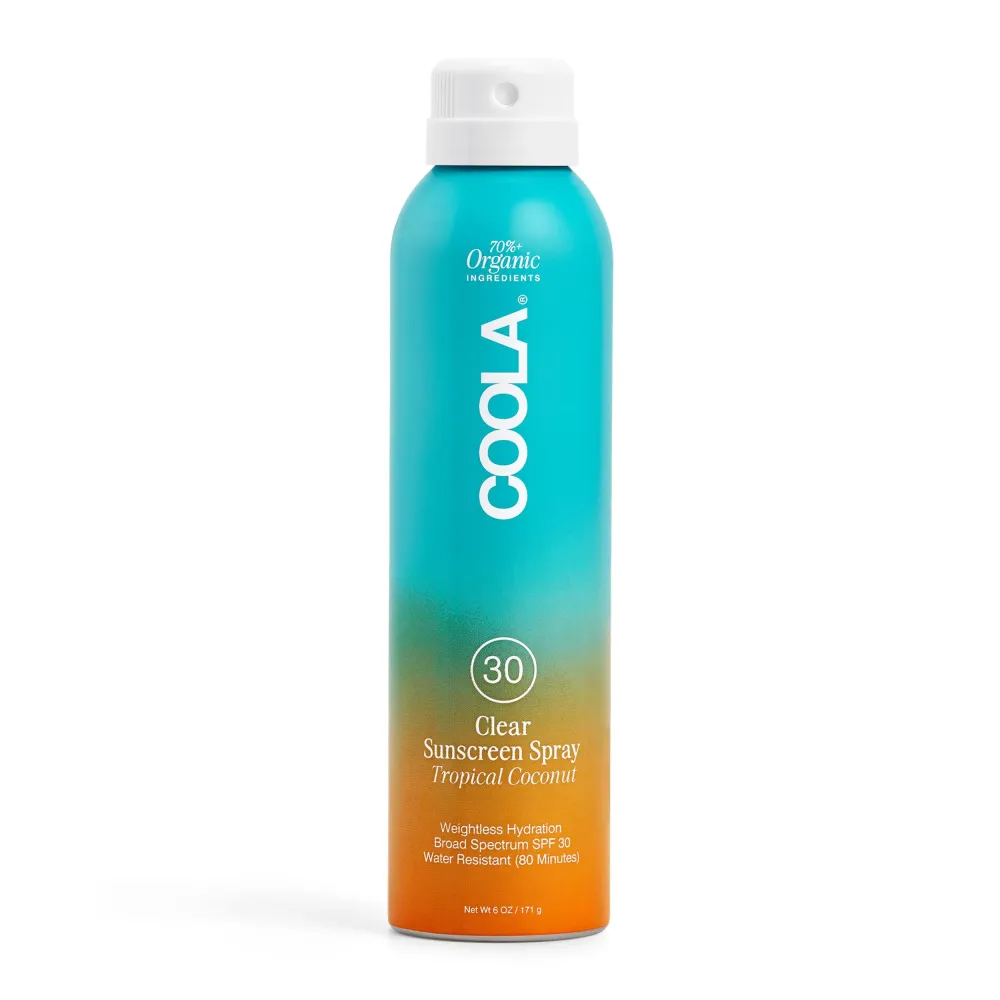 COOLA Organic Sunscreen SPF 30 Sunblock Spray, Dermatologist Tested Skin Care for Daily Protection, Vegan and Gluten Free, Tropical Coconut, 6 Fl Oz COOLA Organic Sunscreen SPF 30 Sunblock Spray, Dermatologist Tested Skin Care for Daily Protection, Vegan and Gluten Free, Tropical Coconut, 6 Fl Oz