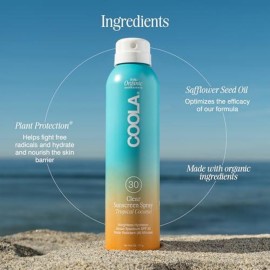 COOLA Organic Sunscreen SPF 30 Sunblock Spray, Dermatologist Tested Skin Care for Daily Protection, Vegan and Gluten Free, Tropical Coconut, 6 Fl Oz COOLA Organic Sunscreen SPF 30 Sunblock Spray, Dermatologist Tested Skin Care for Daily Protection, Vegan and Gluten Free, Tropical Coconut, 6 Fl Oz
