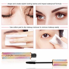4D Silk Fiber Lash Mascara - Luxuriously Longer, Voluminous Eyelashes, Waterproof Tubing Mascara in Black, Natural Lengthening, Smudge-proof, Hypoallergenic, No Clumping, Easy to Apply & All Day Full