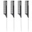 Goodofferplace 4 PCS Rat Tail Combs Parting Rattail Combs Teasing Fine Tooth Comb with Metal Pick for Curly Hair,Detangling Combs for Women,Parting Combs for Braiding,Styling Hair(Black)
