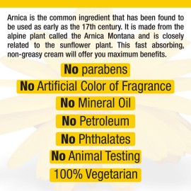 Real Relief Arnica Cream 4 oz (Pack of 1), Natural, Soothing, Non Greasy and Unscented Pain Relief Cream