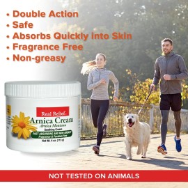 Real Relief Arnica Cream 4 oz (Pack of 1), Natural, Soothing, Non Greasy and Unscented Pain Relief Cream
