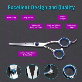 COOLALA Stainless Steel Hair Cutting Scissors 6.5 Inch Hairdressing Razor Shears Professional Salon Barber Haircut Scissors, One Comb Included, Home Use for Man Woman Adults Kids Babies COOLALA Stainless Steel Hair Cutting Scissors 6.5 Inch Hairdressing Razor Shears Professional Salon Barber Haircut Scissors, One Comb Included, Home Use for Man Woman Adults Kids Babies