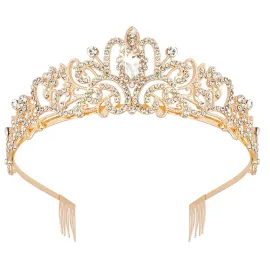 Didder Gold Crystal Tiara Crown Headband Princess Elegant Crown with combs for Women Girls Bridal Wedding Prom Birthday Party Didder Gold Crystal Tiara Crown Headband Princess Elegant Crown with combs for Women Girls Bridal Wedding Prom Birthday Party