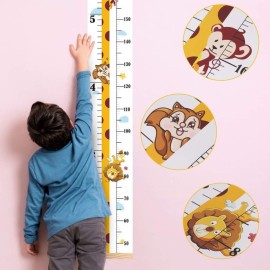 Baby Height Growth Chart, Canvas Height Chart for Kids Baby Child Toddler Boys Girls, Wood Growth Chart for Wall Room Nursery Decor, Hangable and Removable Waterproof Measuring Wall Ruler for Bathroom