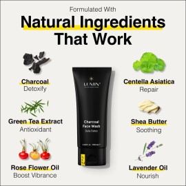 Lumin Charcoal Face Wash for Men Skincare - Daily Detox, Hydrating Face Cleanser, Removes Impurities, Exfoliates, Unclogs Pores, Controls Oil, Soothes Irritation, All Skin Types, 2 Pack