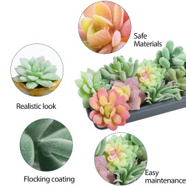 HappyHapi 12 Pcs Artificial Succulents Mini Fake Plants Unpotted Faux Succulent for Craft, Small Plastic Succulents Assortment in Flocked Green Floral Decor for Party, Cake, Garden & Outdoor HappyHapi 12 Pcs Artificial Succulents Mini Fake Plants Unpotted Faux Succulent for Craft, Small Plastic Succulents Assortment in Flocked Green Floral Decor for Party, Cake, Garden & Outdoor