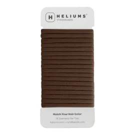 Heliums Thin Seamless Hair Ties - Dark Brown - 6mm Nylon No Damage Ponytail Holders, 1.75 Inch, Medium Hold for Thin to Normal Hair - 18 Pack