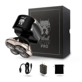 Skull Shaver Pitbull Silver PRO: Electric Head Shaver for Men, Wet & Dry Bald Head Shaver with Ergonomic Design - Perfect Grooming for Men