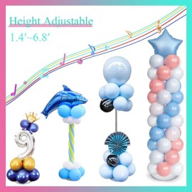 Decojoy 4 Set Balloon Stand Kit, 9 Feet Adjustable Balloon Arch for Floor, Ballon Column Tower with Weights Base and Pole, Metal Backdrop Stands for Parties, NO Need Helium Tank for Balloons Decojoy 4 Set Balloon Stand Kit, 9 Feet Adjustable Balloon Arch for Floor, Ballon Column Tower with Weights Base and Pole, Metal Backdrop Stands for Parties, NO Need Helium Tank for Balloons