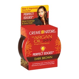 Creme of Nature with Argan Oil From Morocco Perfect Edges Hair Gel, 24 Hour Hold with Moisture and Exotic Shine, Dark Brown, 2.25 Oz (Pack of 1)