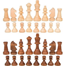 NiSotieb 2 in 1 Chess Pieces Wood Chess Pieces + Checker Pieces Without Board (3.5 inches)