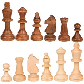 NiSotieb 2 in 1 Chess Pieces Wood Chess Pieces + Checker Pieces Without Board (3.5 inches)