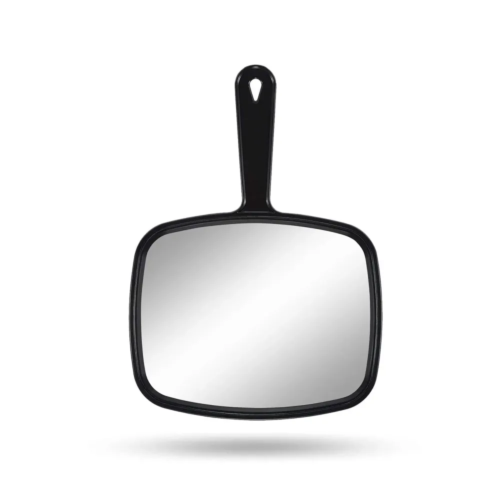 PROTECLE Hand Mirror, 10.3 L x 7.4 W Salon Barber Hairdressing Handheld Mirror with Handle, Square Black PROTECLE Hand Mirror, 10.3 L x 7.4 W Salon Barber Hairdressing Handheld Mirror with Handle, Square Black