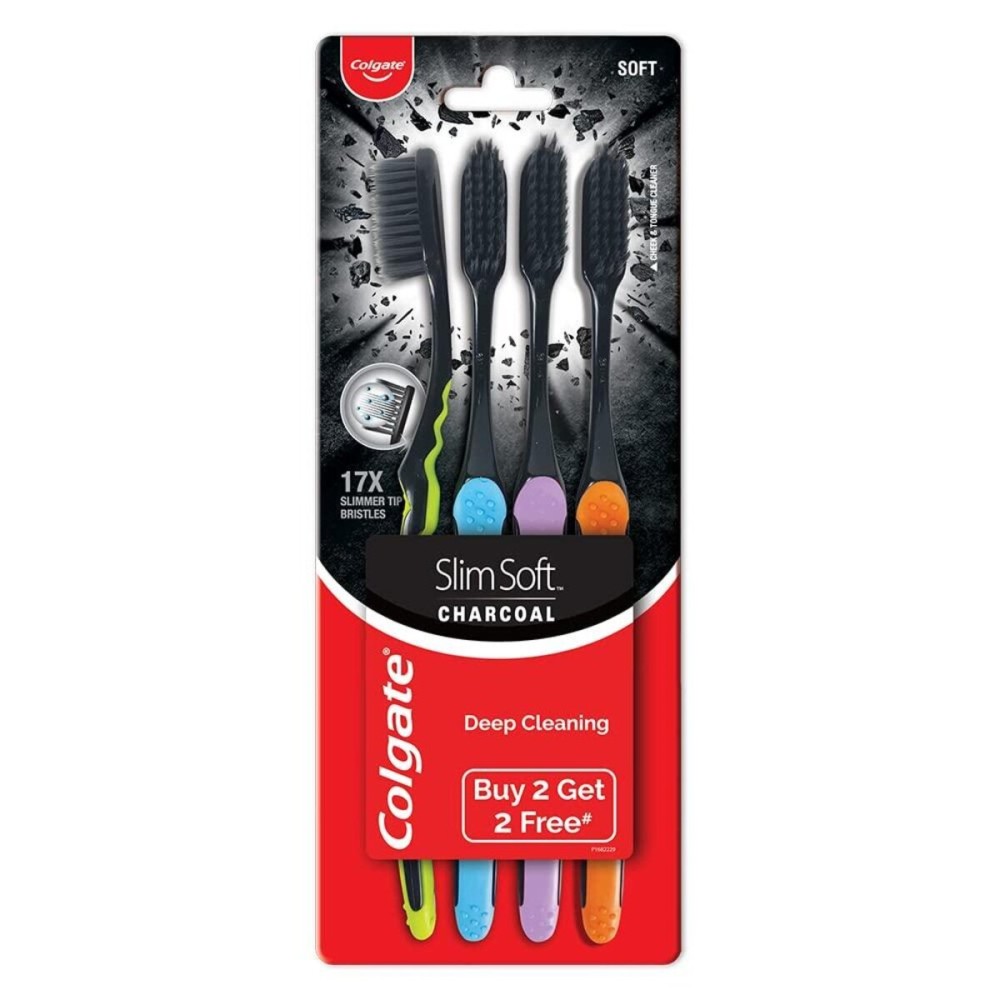 Colgate Slim Soft Charcoal Toothbrush (Buy 2 Get 2 Free) - 4 Pcs Colgate Slim Soft Charcoal Toothbrush (Buy 2 Get 2 Free) - 4 Pcs