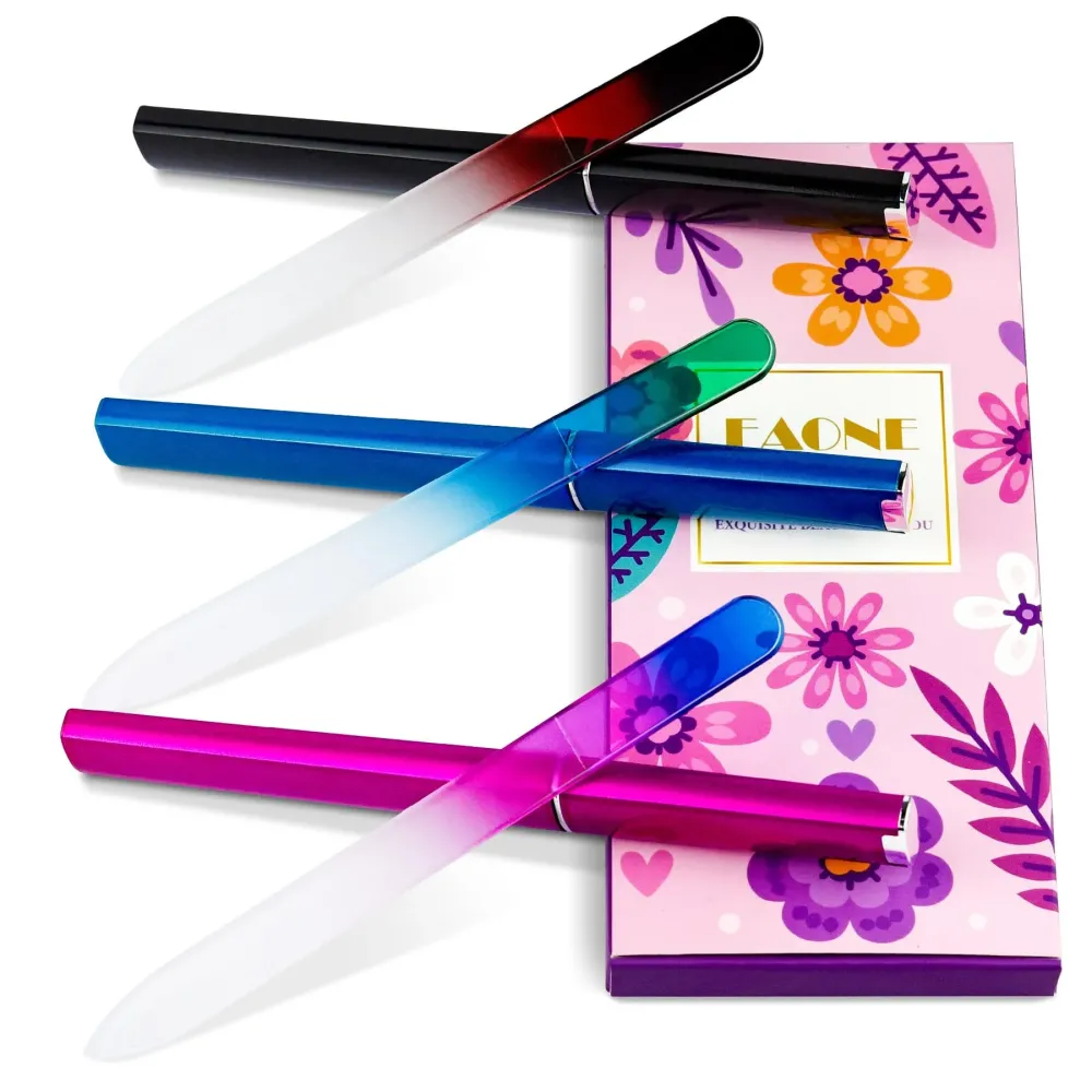 EAONE Crystal Glass Nail File with Case 3 Pack, Double-Sided Etched Fingernail Files for Natural Nails Professional Footnail Care Tool, Stocking Stuffers for Women Girls Gifts EAONE Crystal Glass Nail File with Case 3 Pack, Double-Sided Etched Fingernail Files for Natural Nails Professional Footnail Care Tool, Stocking Stuffers for Women Girls Gifts