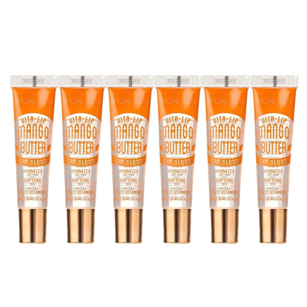 Ruby Kisses Broadway Vita-Lip Clear Lip Gloss (Mango Butter 6 Pack), Ultra-Hydrating & Soothing Formula with Multi-Vitamin Oils, High-Shine Non-Sticky Finish, Nourishing Glossy Lip Balm Softens Skin