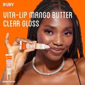 Ruby Kisses Broadway Vita-Lip Clear Lip Gloss (Mango Butter 6 Pack), Ultra-Hydrating & Soothing Formula with Multi-Vitamin Oils, High-Shine Non-Sticky Finish, Nourishing Glossy Lip Balm Softens Skin