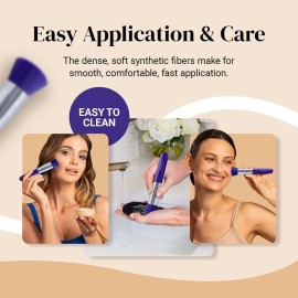 Keshima Foundation Brush Flat Top Kabuki - Premium Foundation Brush for Liquid Makeup, Cream, and Powder - Buffing, Blending, and Face (Regular Size, Neon Purple)