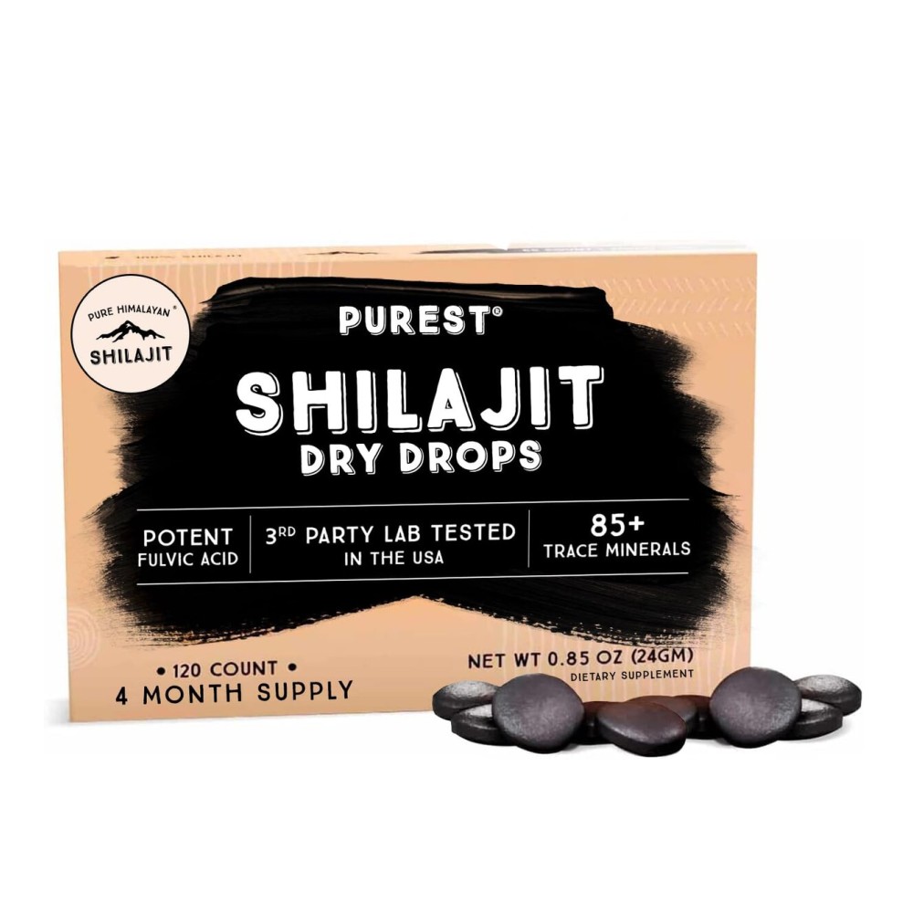 Pure Himalayan Shilajit Dry Drops, 100% Pure Natural Shilajit, Grade A, Max Potency 85+ Clean Trace Minerals & Fulvic Acid for Energy, Metabolism & Immune Support Supplement for Men & Women (120 tabs) Pure Himalayan Shilajit Dry Drops, 100% Pure Natural Shilajit, Grade A, Max Potency 85+ Clean Trace Minerals & Fulvic Acid for Energy, Metabolism & Immune Support Supplement for Men & Women (120 tabs)