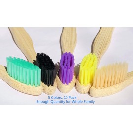 Goaycer Eco Friendly Bamboo Toothbrush, 10Pack Medium Firm Bristles Biodegradable Bulk Wooden Toothbrushes Goaycer Eco Friendly Bamboo Toothbrush, 10Pack Medium Firm Bristles Biodegradable Bulk Wooden Toothbrushes