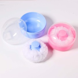 Arroyner 2Pcs Baby Body Cosmetic Powder Puff Body Powder Puff and Container Case (Pink and Blue) (2pcs)