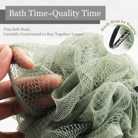 myHomeBody Large 70g Loofah Sponge, Bath Body Scrubber for Women, Men, Exfoliating Shower Pouf with Activated Charcoal - 2 Graphite Gray + 1 Sage Green, 3 Pack myHomeBody Large 70g Loofah Sponge, Bath Body Scrubber for Women, Men, Exfoliating Shower Pouf with Activated Charcoal - 2 Graphite Gray + 1 Sage Green, 3 Pack