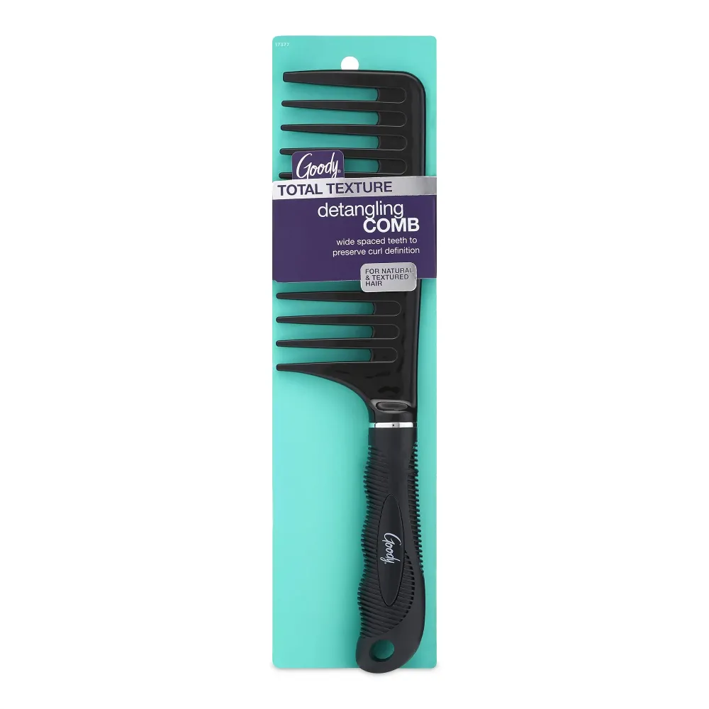 GOODY Total Texture Detangling Handle Comb, Wide Spaced Teeth Preserve Curl Definition, Pain-Free Hair Accessories for Women & Girls, Durable for Everyday and Professional Use, Black GOODY Total Texture Detangling Handle Comb, Wide Spaced Teeth Preserve Curl Definition, Pain-Free Hair Accessories for Women & Girls, Durable for Everyday and Professional Use, Black