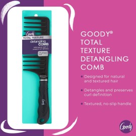 GOODY Total Texture Detangling Handle Comb, Wide Spaced Teeth Preserve Curl Definition, Pain-Free Hair Accessories for Women & Girls, Durable for Everyday and Professional Use, Black GOODY Total Texture Detangling Handle Comb, Wide Spaced Teeth Preserve Curl Definition, Pain-Free Hair Accessories for Women & Girls, Durable for Everyday and Professional Use, Black