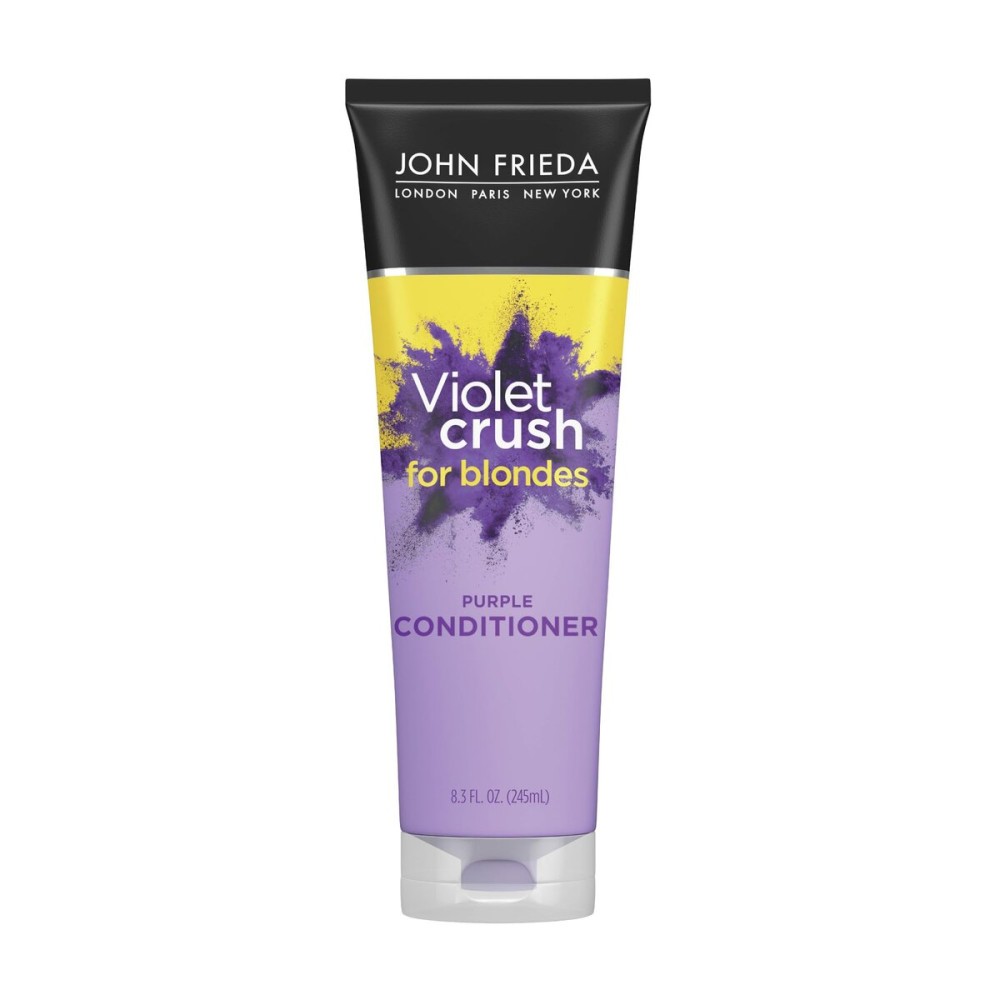John Frieda Violet Crush Purple Conditioner, Purple Conditioner for Blonde Hair, Crushed Violet Pigments Neutralize Brassy Tones for Cooler, Brighter Blonde, 8.3 Oz