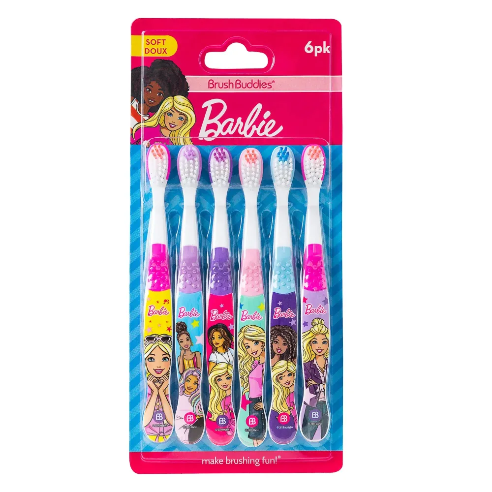 Brush Buddies 6 Pack Barbie Toothbrushes for Kids, Children\'s Toothbrushes, Soft Bristle Toothbrushes for Kids Brush Buddies 6 Pack Barbie Toothbrushes for Kids, Children\'s Toothbrushes, Soft Bristle Toothbrushes for Kids