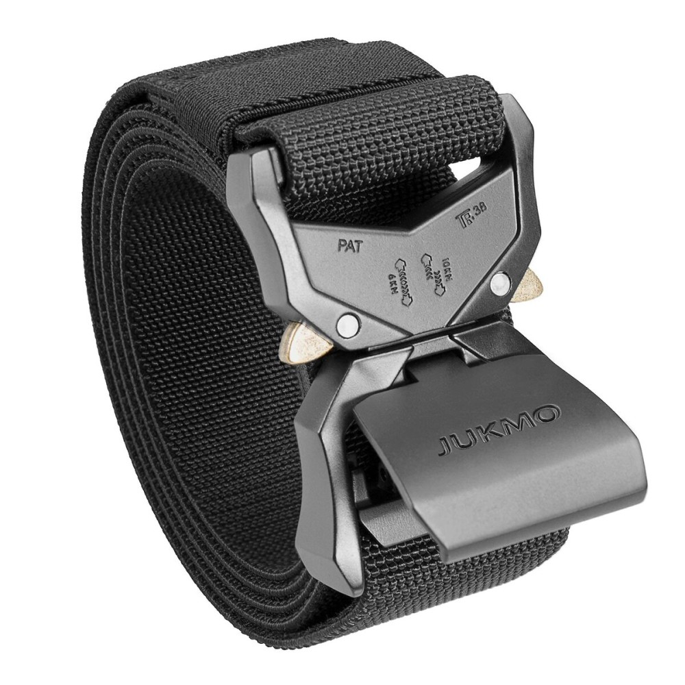 JUKMO Tactical Belt, Military Hiking Rigger 1.5 Nylon Web Work Belt with Heavy Duty Quick Release Buckle (Black, Medium) JUKMO Tactical Belt, Military Hiking Rigger 1.5 Nylon Web Work Belt with Heavy Duty Quick Release Buckle (Black, Medium)