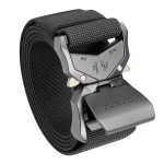 JUKMO Tactical Belt, Military Hiking Rigger 1.5 Nylon Web Work Belt with Heavy Duty Quick Release Buckle (Black, Medium)