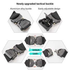 JUKMO Tactical Belt, Military Hiking Rigger 1.5 Nylon Web Work Belt with Heavy Duty Quick Release Buckle (Black, Medium) JUKMO Tactical Belt, Military Hiking Rigger 1.5 Nylon Web Work Belt with Heavy Duty Quick Release Buckle (Black, Medium)