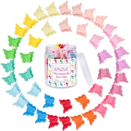 EAONE Matte Mini Butterfly Clips, Colorful Mini Hair Claw Clip for Girls and Women, 90s Y2K Cute Hair Styling Accessories, More than 10 Asscorted Colors, Set of 50