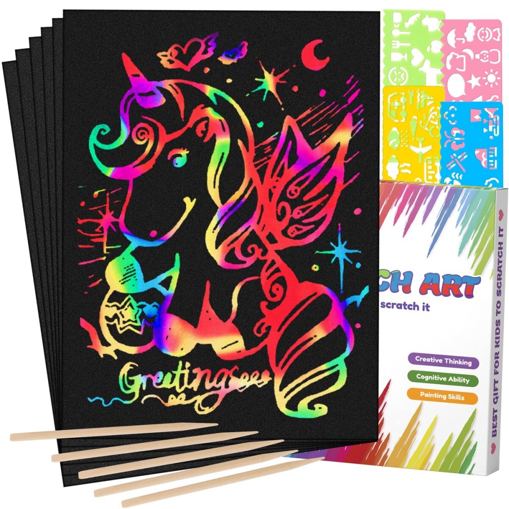 Mocoosy 60 Pcs Rainbow Scratch Art Paper for Kids, Magic Scratch Paper Set Art and Craft Kit, Black Scratch Sheets for Party Game Activities Birthday Gifts Toys Girls Boys 3 4 5 6 7 8 9 10 Years Old Mocoosy 60 Pcs Rainbow Scratch Art Paper for Kids, Magic Scratch Paper Set Art and Craft Kit, Black Scratch Sheets for Party Game Activities Birthday Gifts Toys Girls Boys 3 4 5 6 7 8 9 10 Years Old