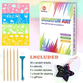 Mocoosy 60 Pcs Rainbow Scratch Art Paper for Kids, Magic Scratch Paper Set Art and Craft Kit, Black Scratch Sheets for Party Game Activities Birthday Gifts Toys Girls Boys 3 4 5 6 7 8 9 10 Years Old Mocoosy 60 Pcs Rainbow Scratch Art Paper for Kids, Magic Scratch Paper Set Art and Craft Kit, Black Scratch Sheets for Party Game Activities Birthday Gifts Toys Girls Boys 3 4 5 6 7 8 9 10 Years Old