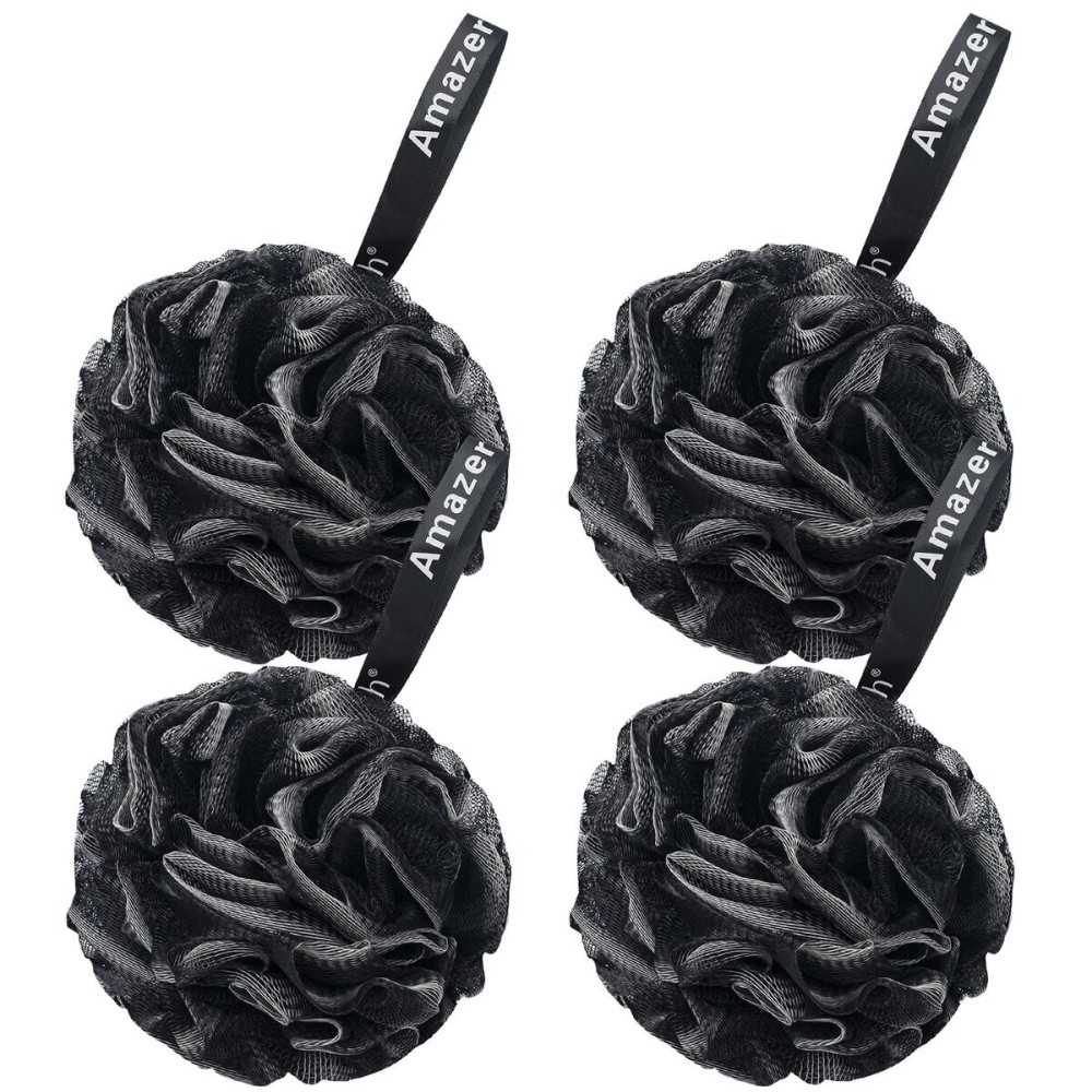 AmazerBath Loofah Sponge 75g/Piece, Loofah for Men Body Scrubber - Bath Sponge Loofa Set of 4 Black (Large) AmazerBath Loofah Sponge 75g/Piece, Loofah for Men Body Scrubber - Bath Sponge Loofa Set of 4 Black (Large)
